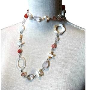 Premier Designs Blush Mother Of Pearl Freshwater Pearl Shell Beaded Necklace
